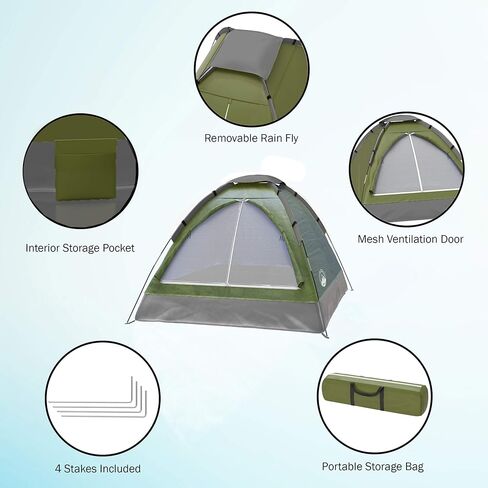 2-Person Dome Tent – Easy Set Up Shelter with Rain Fly and Carrying Bag for Camping, Beach, Hiking, and Festivals by Wakeman Outdoors (Yellow) in Saudi Arabia