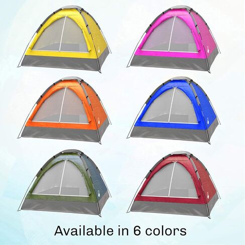 2-Person Dome Tent – Easy Set Up Shelter with Rain Fly and Carrying Bag for Camping, Beach, Hiking, and Festivals by Wakeman Outdoors (Yellow) in Saudi Arabia