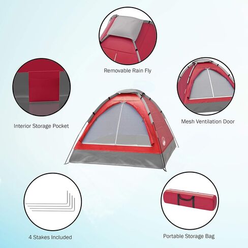 2-Person Dome Tent – Easy Set Up Shelter with Rain Fly and Carrying Bag for Camping, Beach, Hiking, and Festivals by Wakeman Outdoors (Yellow) in Kuwait
