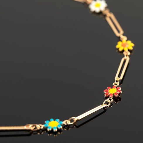 YOUBEIYEE 16.4 Feet Colorful Daisy Chain Necklace DIY for Women Gold Plated Brass Cross Chain with Bead Jewelry Chain Roll Jewelry Supplies Findings in Kuwait