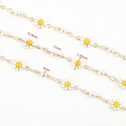 YOUBEIYEE 16.4 Feet Colorful Daisy Chain Necklace DIY for Women Gold Plated Brass Cross Chain with Bead Jewelry Chain Roll Jewelry Supplies Findings in Saudi Arabia