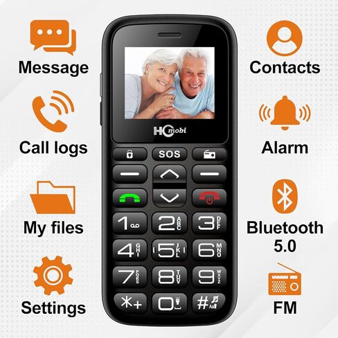 هاتف خلوي HCmobi 4G-LTE لكبار السن، هاتف محمول غير مقفل مع وظيفة SOS وأزرار كبيرة، وهواتف محمولة أساسية ثنائية الشريحة، بلوتوث 5.0، FM، 1000 مللي أمبير، قاعدة شحن (أسود) in Saudi Arabia