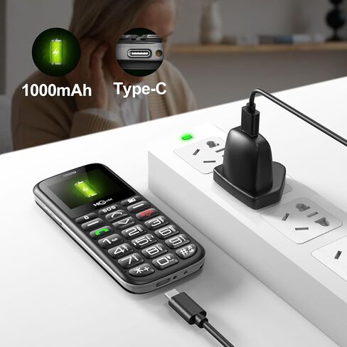 هاتف خلوي HCmobi 4G-LTE لكبار السن، هاتف محمول غير مقفل مع وظيفة SOS وأزرار كبيرة، وهواتف محمولة أساسية ثنائية الشريحة، بلوتوث 5.0، FM، 1000 مللي أمبير، قاعدة شحن (أسود) in Saudi Arabia