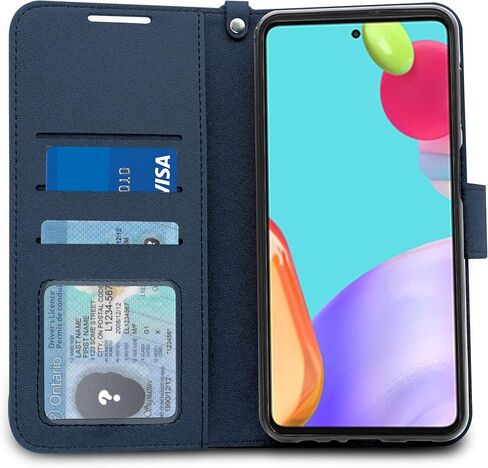 جراب DOUBLE-N لهاتف Samsung A52، جراب محفظة من جلد البولي يوريثان الفاخر Galaxy A52 5G، غطاء قابل للطي مقاوم للصدمات مع حامل بطاقة حزام المعصم لهاتف Samsung Galaxy A52 / A52S 5G (أسود) in Saudi Arabia