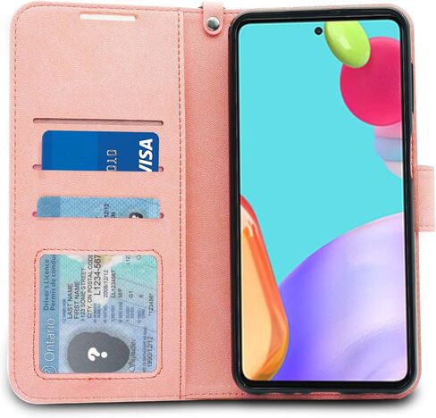 جراب DOUBLE-N لهاتف Samsung A52، جراب محفظة من جلد البولي يوريثان الفاخر Galaxy A52 5G، غطاء قابل للطي مقاوم للصدمات مع حامل بطاقة حزام المعصم لهاتف Samsung Galaxy A52 / A52S 5G (أسود) in Saudi Arabia