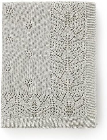 LAWKUL Cellular Blanket Baby 100% Cotton Knitted Soft Knit Crochet Blankets for Newborn Boy Girls Toddler Light Grey 100x80cm in Kuwait