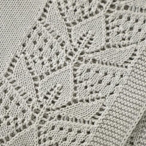 LAWKUL Cellular Blanket Baby 100% Cotton Knitted Soft Knit Crochet Blankets for Newborn Boy Girls Toddler Light Grey 100x80cm in Kuwait