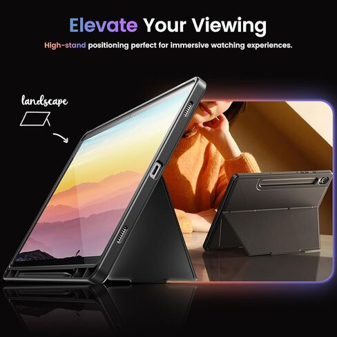 حافظة INFILAND لجهاز Samsung Galaxy Tab S9/S9 FE 5G(10.9/11.0 بوصة) - [مسند فائق الثبات] - دعم رأسي وأفقي، حافظة واقية متينة رفيعة لجهاز Samsung Galaxy Tab، رمادي داكن in Kuwait