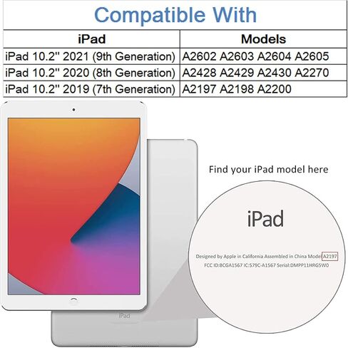 حافظة لجهاز iPad 10.2 الجيل التاسع/الثامن/السابع (2021/2020/2019)، حافظة حماية ذكية من جلد البولي يوريثان بتصميم أنيق وجميل من جلد البولي يوريثان، مزودة بحامل للنوم/الاستيقاظ التلقائي لجهاز Apple iPad 10.2 بوصة (وردي) in Saudi Arabia
