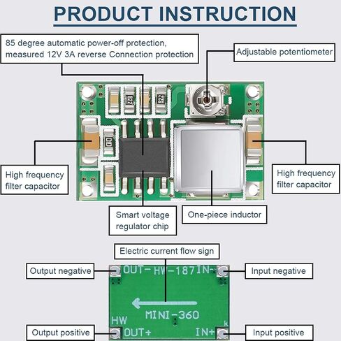 10PCS Mini 360 Power Supply Buck Module DC to DC Adjustable Buck Converter 4.75-23V to 1.0-17V Ultra-Small Step Down Voltage Regulator 3A for Aeronautical Model in Saudi Arabia