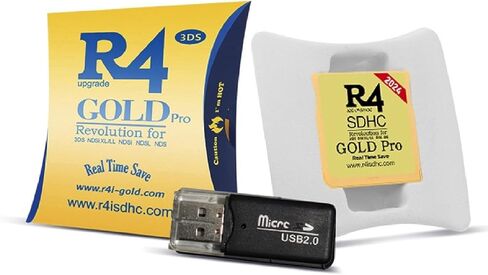 2024 R4 SDHC Gold Pro Card Dual Core Revolution Cartridge, NO Timebomb, for New 2DS/3DS/LL/XL NDSL NDSI, Include Card Adapter & 16GB MicroSD TF Card in Saudi Arabia