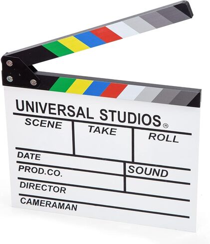 MCPINKY White Movie Clapboard, Wooden Clapper Board Rainbow Color Professional Film Slate for Film Props Director in Kuwait