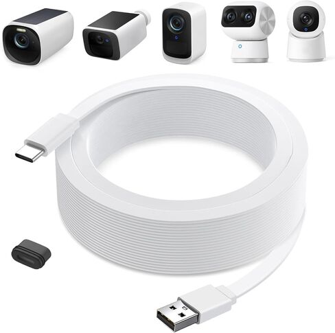 كابل طاقة 25 قدم لـ eufy SoloCam S220، C210، كابل تمديد الطاقة لـ eufyCam 3/S330، 3C/S300، سلك شحن مسطح مقاوم للطقس لكاميرا eufy Indoor Cam S350/C220/C210، للاستخدام الداخلي والخارجي in Kuwait