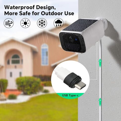 كابل طاقة 25 قدم لـ eufy SoloCam S220، C210، كابل تمديد الطاقة لـ eufyCam 3/S330، 3C/S300، سلك شحن مسطح مقاوم للطقس لكاميرا eufy Indoor Cam S350/C220/C210، للاستخدام الداخلي والخارجي in Kuwait