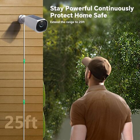 كابل طاقة 25 قدم لـ eufy SoloCam S220، C210، كابل تمديد الطاقة لـ eufyCam 3/S330، 3C/S300، سلك شحن مسطح مقاوم للطقس لكاميرا eufy Indoor Cam S350/C220/C210، للاستخدام الداخلي والخارجي in Kuwait