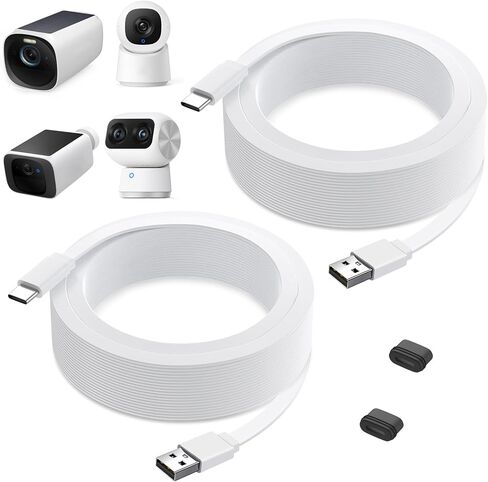 كابل طاقة 25 قدم لـ eufy SoloCam S220، C210، كابل تمديد الطاقة لـ eufyCam 3/S330، 3C/S300، سلك شحن مسطح مقاوم للطقس لكاميرا eufy Indoor Cam S350/C220/C210، للاستخدام الداخلي والخارجي in Kuwait