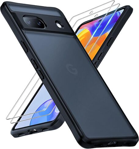 حافظة TOCOL لهاتف Google Pixel 8a، [حماية كاملة مطورة للكاميرا] مع واقي شاشة مكون من قطعتين، [حماية ضد الصدمات] ظهر صلب شفاف غير لامع لهاتف Pixel 8a، أسود in Saudi Arabia