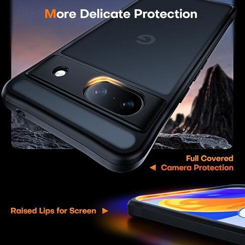 حافظة TOCOL لهاتف Google Pixel 8a، [حماية كاملة مطورة للكاميرا] مع واقي شاشة مكون من قطعتين، [حماية ضد الصدمات] ظهر صلب شفاف غير لامع لهاتف Pixel 8a، أسود in Saudi Arabia