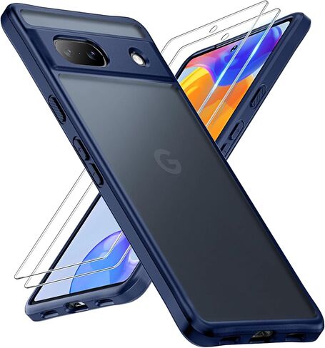 حافظة TOCOL لهاتف Google Pixel 8a، [حماية كاملة مطورة للكاميرا] مع واقي شاشة مكون من قطعتين، [حماية ضد الصدمات] ظهر صلب شفاف غير لامع لهاتف Pixel 8a، أسود in Saudi Arabia