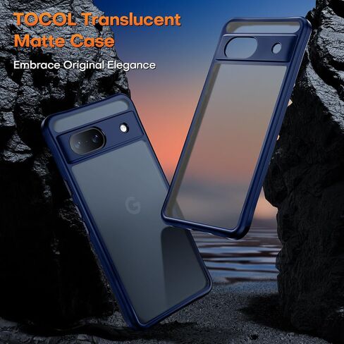 حافظة TOCOL لهاتف Google Pixel 8a، [حماية كاملة مطورة للكاميرا] مع واقي شاشة مكون من قطعتين، [حماية ضد الصدمات] ظهر صلب شفاف غير لامع لهاتف Pixel 8a، أسود in Saudi Arabia