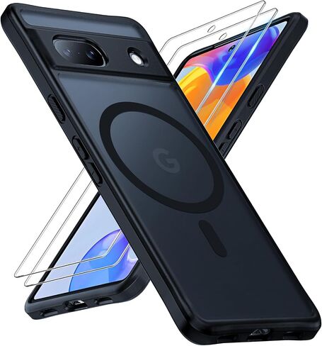 حافظة TOCOL لهاتف Google Pixel 8a، [حماية كاملة مطورة للكاميرا] مع واقي شاشة مكون من قطعتين، [حماية ضد الصدمات] ظهر صلب شفاف غير لامع لهاتف Pixel 8a، أسود in Saudi Arabia