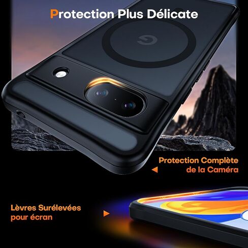 حافظة TOCOL لهاتف Google Pixel 8a، [حماية كاملة مطورة للكاميرا] مع واقي شاشة مكون من قطعتين، [حماية ضد الصدمات] ظهر صلب شفاف غير لامع لهاتف Pixel 8a، أسود in Saudi Arabia