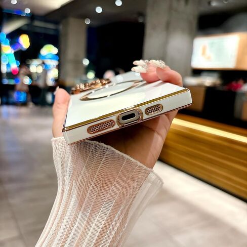 Owncase for iPhone 16 Pro Max Case Rectangle Magnetic [Compatible with Magsafe] Full Camera Lens Protection & Electroplate Reinforced Corners Shockproof Soft TPU Edge Bumper for 16 Pro Max (White) in Saudi Arabia