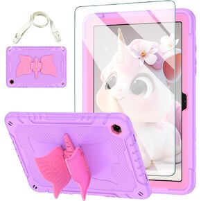 ACEMO for Samsung Galaxy Tab A9 Plus Case 11 Inch 2023 with Screen Protector, Butterfly Kickstand, Shoulder Strap Cute for Kids Rugged Cover for Galaxy Tab A9+ (SM-X210/X216/X218) Pink