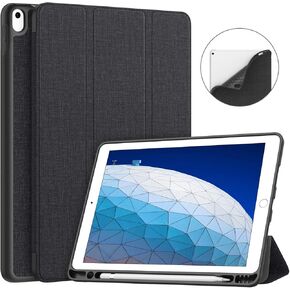 Soke for iPad Air 3 Case 2019 with Pencil Holder, Premium Smart Case, Strong Protection, Auto Sleep/Wake, Ultra Slim Soft TPU Back Cover for iPad Air 3rd Gen 2019/iPad Pro 10.5 2017(Black)