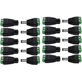 12V DC Power Connector 5.5mm x 2.1mm,(10 x Male + 10 x Female) Power Jack Adapter for Led Strip CCTV Security Camera Cable Wire Ends Plug