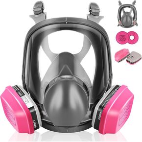 Full Face Gas Masks Survival Nuclear and Chemical with 40mm Activated Carbon Filter and 60921 Filters/Cartridges, Respirator Mask With Filters Against Dust, Organic Vapor, Paint, Welding, Chemicals