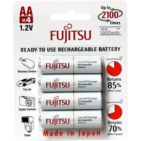 Fujitsu HR-3UTCEX(4B) 4-Pack AA 2100 Cycle Ni-MH Pre-Charged Rechargeable Batteries (Made in Japan)