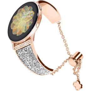Compatible for Samsung Galaxy Watch 7/FE/6/5/4 Band 40mm 44mm, Active 2 Bands,Women Bling Bracelet Adjustable Replacement Strap Wristband for Galaxy Watch 6 Classic/5 Pro/4 Classic/Watch 3 41mm