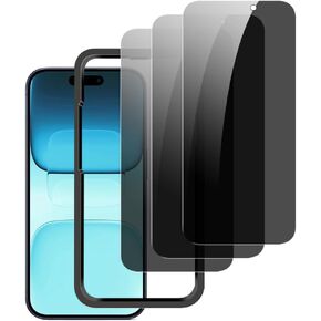 3 Pack Privacy Screen Protector for iPhone 16 Pro Max 6.9 inch Anti Spy Tempered Glass Film Accessories Easy Installation Case Friendly