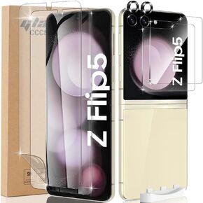 [8 in 1 Privacy Screen Protector for Samsung Galaxy Z Flip 5, 2X Inner Soft Black TPU Foldable Film, 2X Tempered Glass Privacy Front/Back Screen Saver, 2X Camera Protector, 2X Side Film