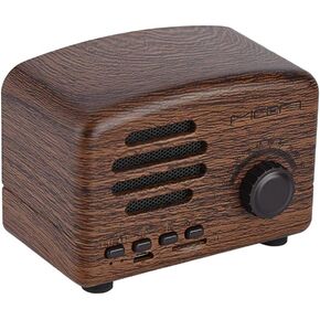 Bt Speaker, Portable Wooden Retro Desktop Speaker Bass Stereo FM Radio Speaker Support USB TF Card Fit for Travel Home Beach Bathroom Outdoor