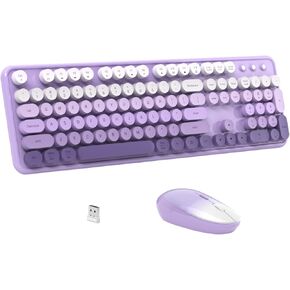 مجموعات ماوس لوحة المفاتيح اللاسلكية JAMfit، لوحة مفاتيح كاملة الحجم لآلة كاتبة ملونة 2.4G - لوحة مفاتيح كمبيوتر ملونة متدرجة لنظام التشغيل Windows وMac والكمبيوتر الشخصي وأجهزة الكمبيوتر المكتبية والكمبيوتر المحمول (متدرج- أرجواني عنبي) in Kuwait