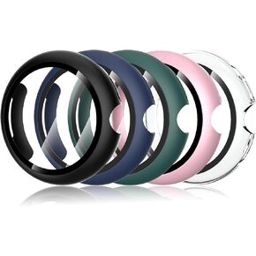 حافظة Simpeak صلبة من البولي كربونات مكونة من 5 قطع مع واقي شاشة متوافق مع ساعة Google Pixel Watch 3 مقاس 45 مم (2024)، وأغطية حماية رفيعة للغاية مضادة للخدش وممتصة للصدمات متوافقة مع ساعة Google Pixel Watch 3 مقاس 45 مم