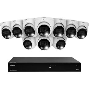 Lorex Fusion 4K (16 Camera Capable) 4TB Wired NVR System with Dome Cameras Featuring Smart Deterrence and Two-Way Talk