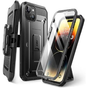 SupCase for iPhone 15 Plus Case with Screen Protector (Unicorn Beetle Pro), [Built-in Stand & Belt-Clip] [Military-Grade Protection] Heavy Duty Rugged Protective Phone Case for iPhone 15 Plus, Black