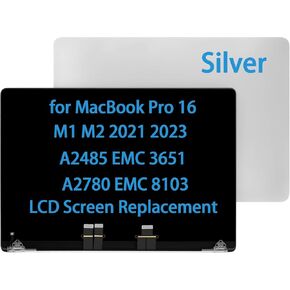 16" Screen Replacement for MacBook Pro M1 M2 A2485 EMC 3651 A2780 EMC 8103 MK1E3LL/A MK1H3LL/A 2021 2023 LCD Display Assembly 661-21969 (Silver)