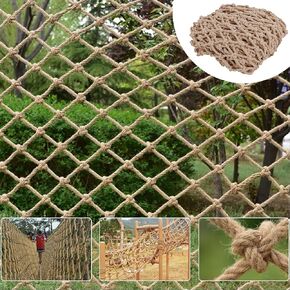 Safety Hemp Rope Net Kids Climbing Safety Net Tree House Climbing Children Safety Rope Net Balcony Stairs Fence Railing Garden Playground Protection Heavy Duty Net Indoor & Outdoor Decor Rope Net(8mm)