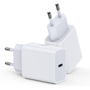 European Travel Plug Adapter, 2-Pack 20W USB-C Power Adapter Fast Europe Plug Adapter Type C Wall Charger for iPhone 15/15 Pro/15 Pro Max/15 Plus/14/13/12/11,iPad,Samsung Galaxy S23 FE A14,Pixel 8 Pro