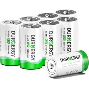 Rechargeable C Batteries 8 Pack, NiMH C Cell Batteries, 5000mAh 1.2V NiMH Rechargeable Battery, High Capacity C Size Batteries