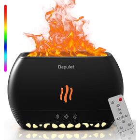 Essential Oil Diffuser,350ml Flame Air Humidifier with White Noise, Bluetooth Speaker, Remote Control- Aroma Diffusers for Large Room,Bedroom, Office or Gym (Black)