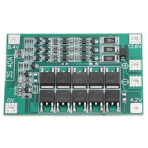 3S 12V 40A Lithium Battery Protection Board BMS PCB Board with Balance Charging Adopt Intelligent Lithium Cell Management IC for Fast and Safe Charging