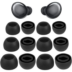 Earbud Tips Replacement Earbud Tips Earbud Replacement Tips Headphone Earbud Tips Earbud Covers Ear Bud Replacement Pieces Silicone Compatible with Samsung Galaxy Buds Pro Black Silver 6 Pairs SML