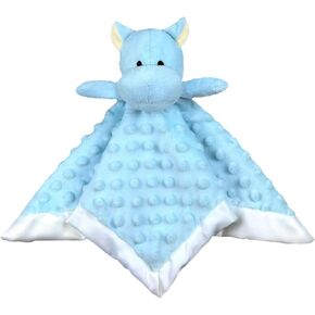 Baby Blue Hippo Soft Stuffed Animal Security Blanket, Plush Hippo Character Lovey Blanket, Baby Shower/Nursery Gift, Newborn Infant Toddler Snuggle Blankie for Boys Girls, 13 Inches