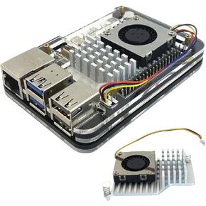 Raspberry Pi 5 Case, 5 Layers Acrylic Case for Raspberry Pi 5 4GB/8GB (Blue Case with Active Cooler)