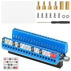 Micro GPIO Terminal Block Breakout Board for Raspberry Pi 4B/3B, DIY Circuit GPIO Expansion Board with Pins, Acrylic Board, Mini Screw for Raspberry Pi 4B/3B+/3B/2B/Pi Zero/Pi Zero W/Pi Zero 2 W